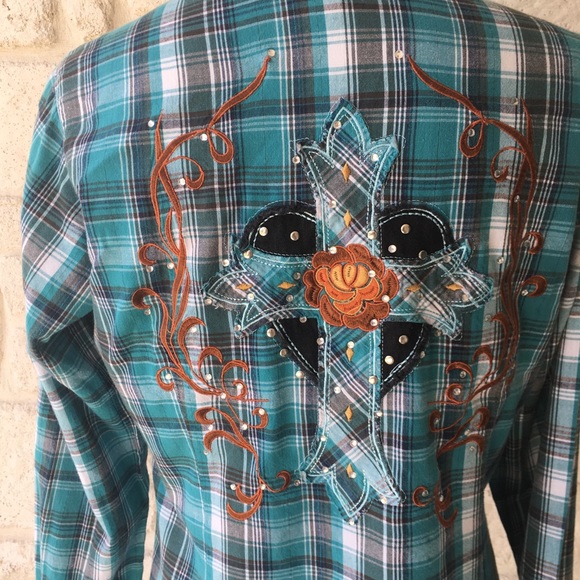 Pink Cattleac Plaid Button Down W/ Pearl Buttons - Picture 6 of 7